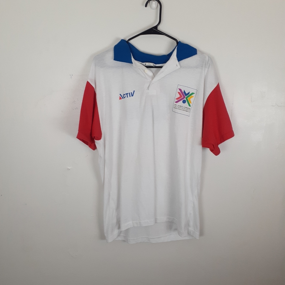 Vtg 1991 World Gymnastics Championships Polo Shirt Single Stitch Colorblock